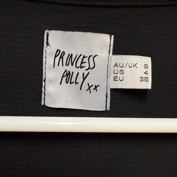 Princess Polly Romper Virgo Tie Front Cut Out Playsuit Black Size 4 - Picture 3 of 5